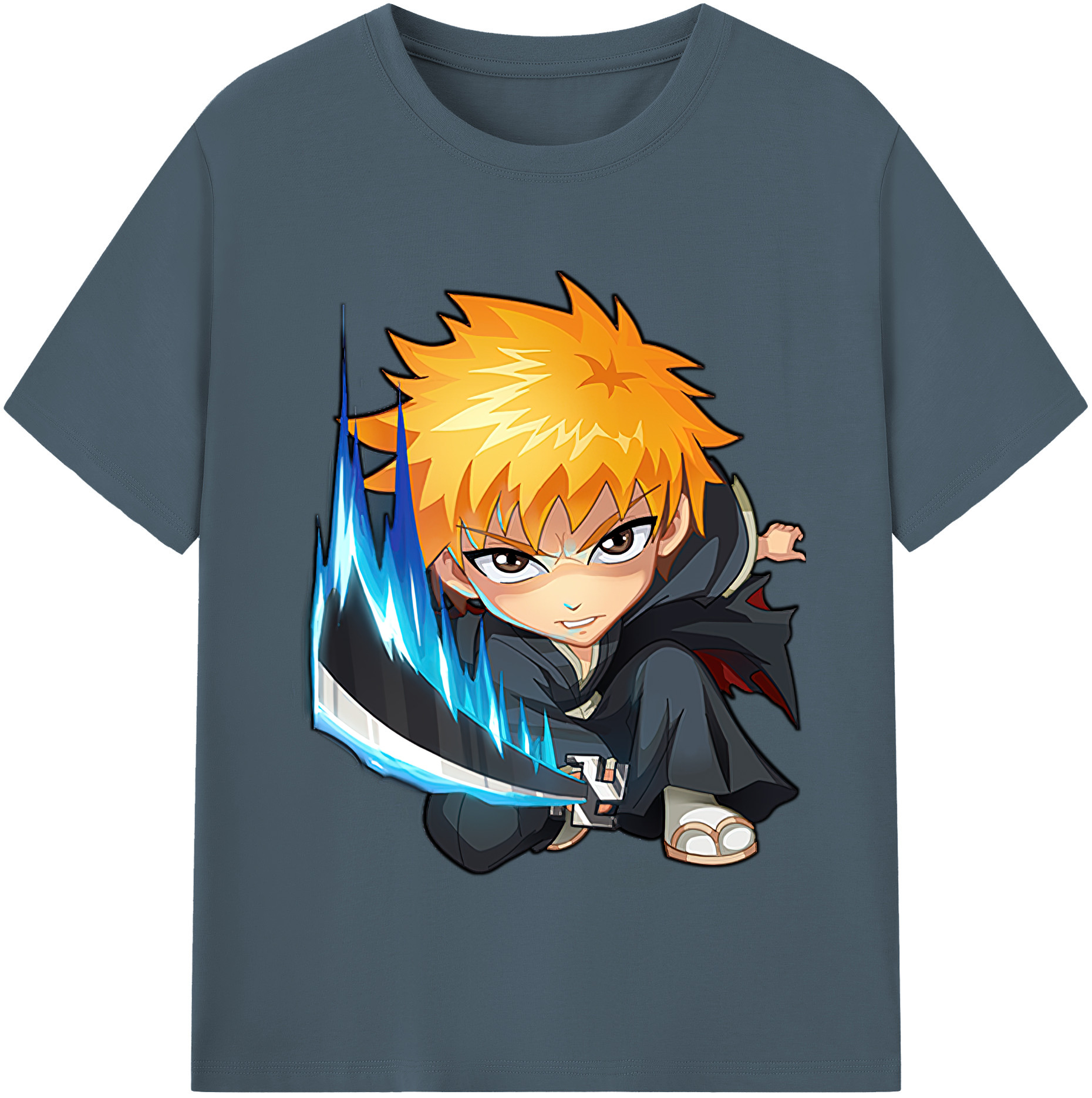 （画像用） ブリーチ 黒崎一護（くろさき いちご）BLEACH Kurosaki Ichigo 綿100％半袖Tシャツ（フロントプリント）